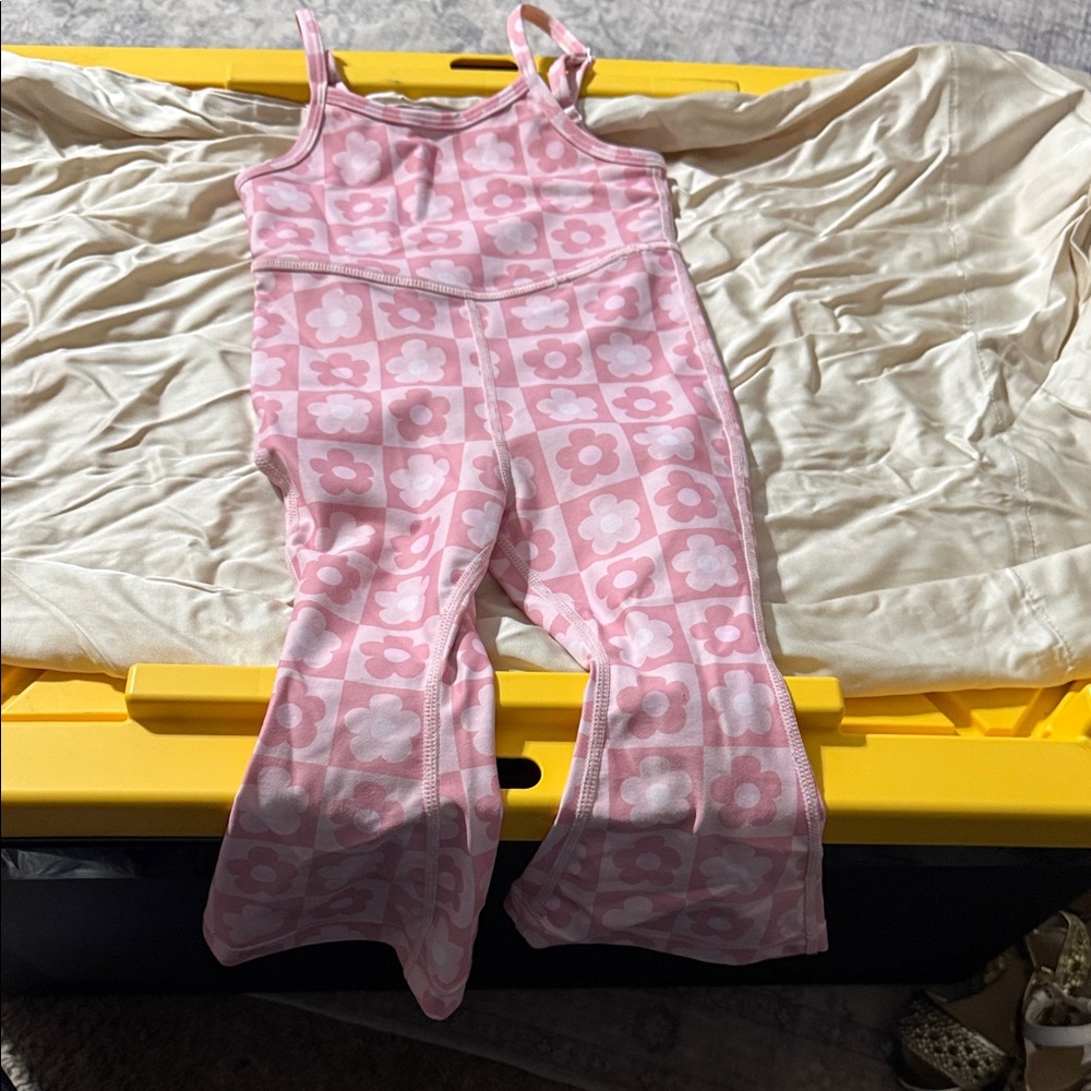 Adorable Pink Floral Kids Jumpsuit